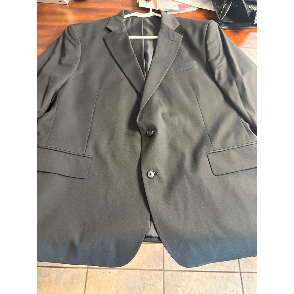 Stafford Men's 48S 42x32 Classic Fit 2 Piece Suit Black Wool Blend Coolmax
